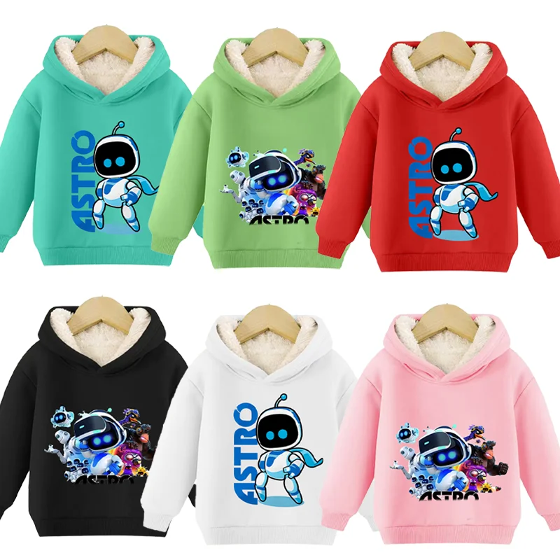 Astro Bot Children Hoodie Anime Sweatshirt Girls Boys Winter Thickening Pullover Warm Outdoor Sports Kids Clothes Christmas Gift