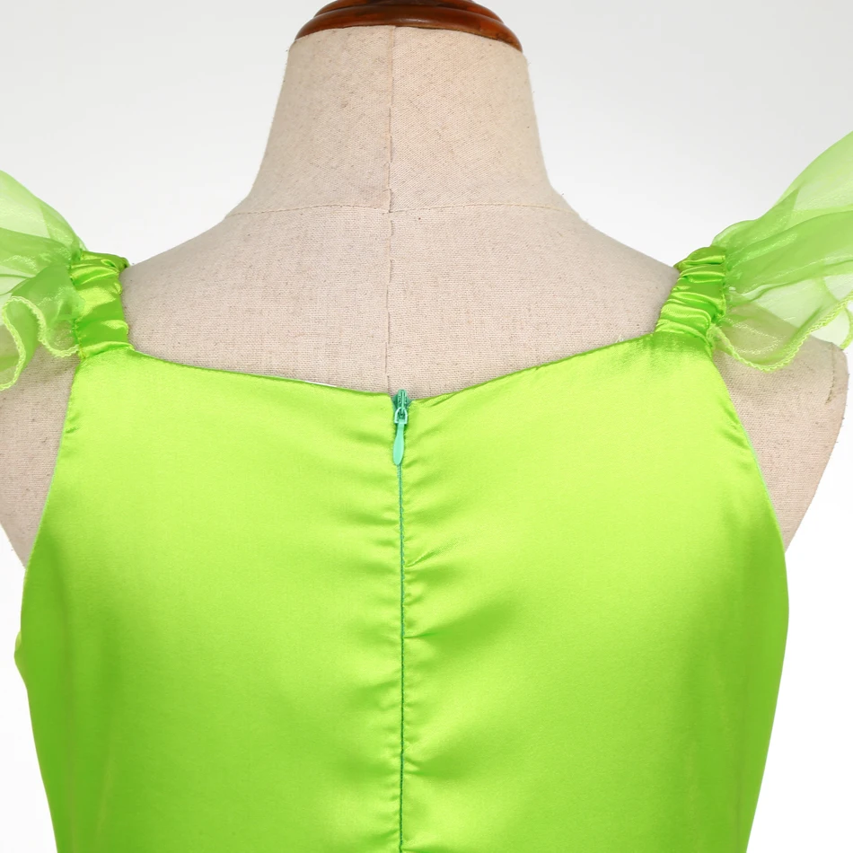 Girls Tinker Bell Dress Baby Girl Flower Fairy Cosplay Costume Kids Green Gowns Child Halloween Outfits