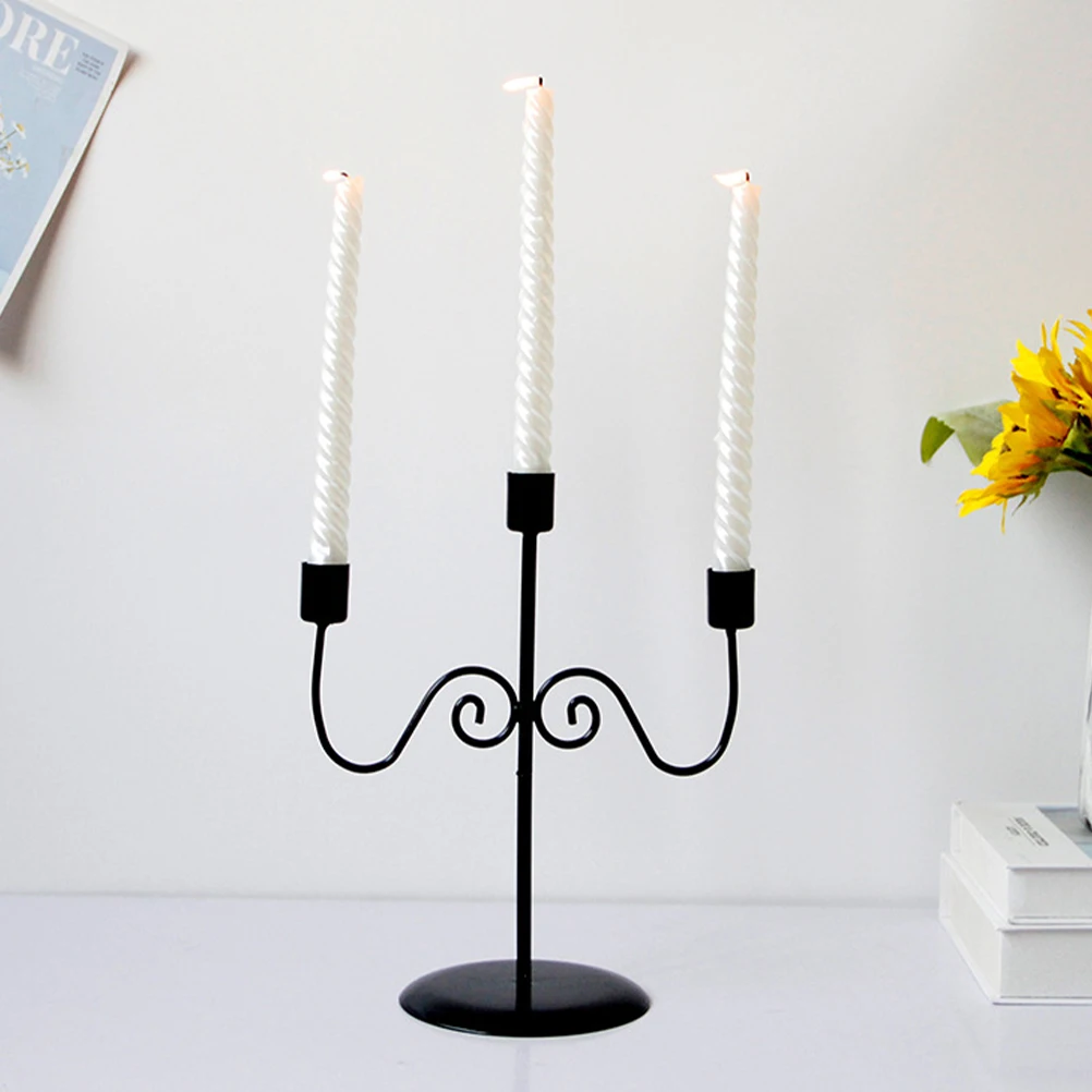 

European Style 3-Arms Iron Candelabrum Holder For Home Decor Dining Table Vintage Metal Candlestick