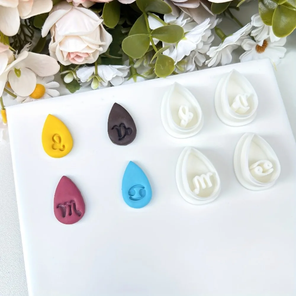 12Pcs Zodiac Sign Cookie Cutter Set Teardrop Shaped Plastic Molds with 12 Astrological Symbols for Clay DIY Jewelry& Crafts - view 4