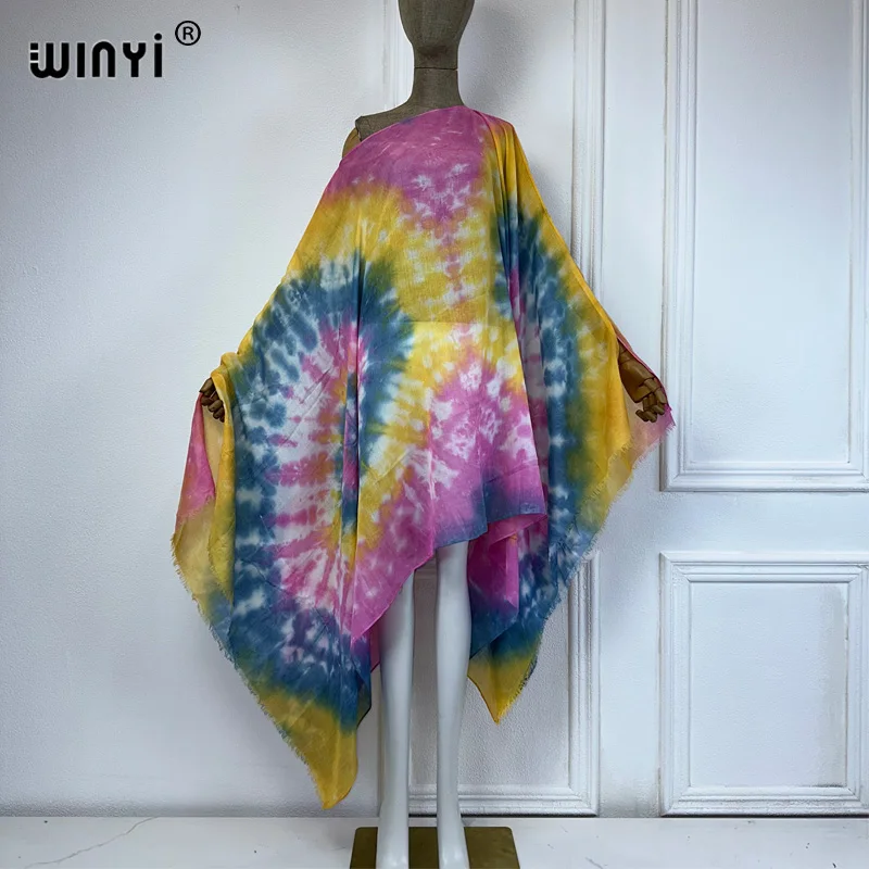 WINYI Africa beach dress Tie-dyed sexy dress Women elegante robe medio oriente caftano femminile abaya dubai luxury beach cover up