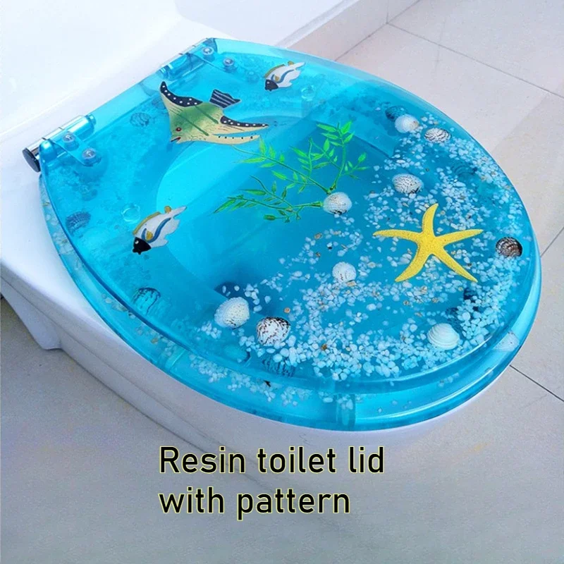 Resin Toilet Lid UVO Type Household Universal Thickened Old-fashioned Toilet Board Accessories with Pattern