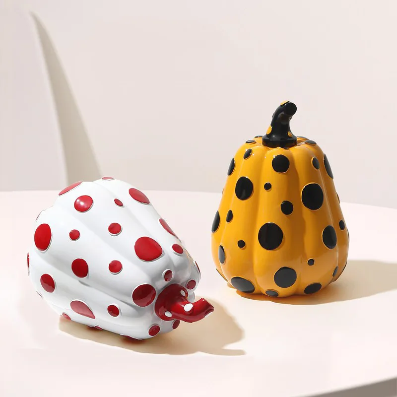 Japanese Yayoi Kusama Pumpkin Polka Dot Art Decor Abstract Sculpture Office Home Decoration Accessories Ornament Gifts