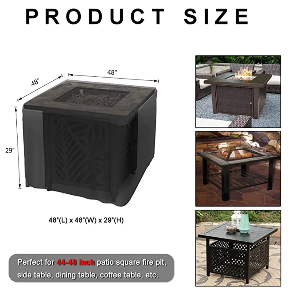 18 Size Fire Pit Cover, Firepit Cover Square Waterproof Fireplace Fire Pit Column Covers Outdoor Furniture Cover