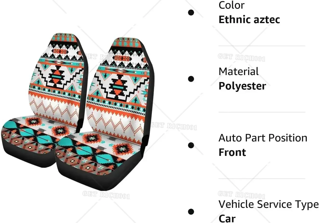 Southwest Nativa Indian Tribal Aztec Geometry Pattern Universal 2 Pcs Car Front Seat Covers Bucket Seat Protector for Cars