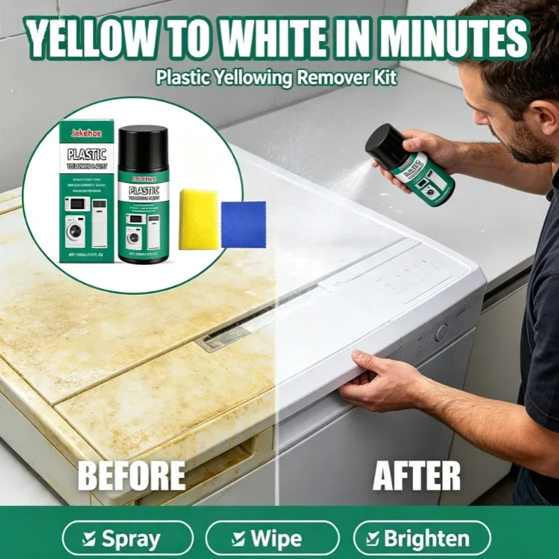 Plastic Yellowing Remover Spray Kit For Home Appliance Washing Machine AC Fridge Whitening 1Set