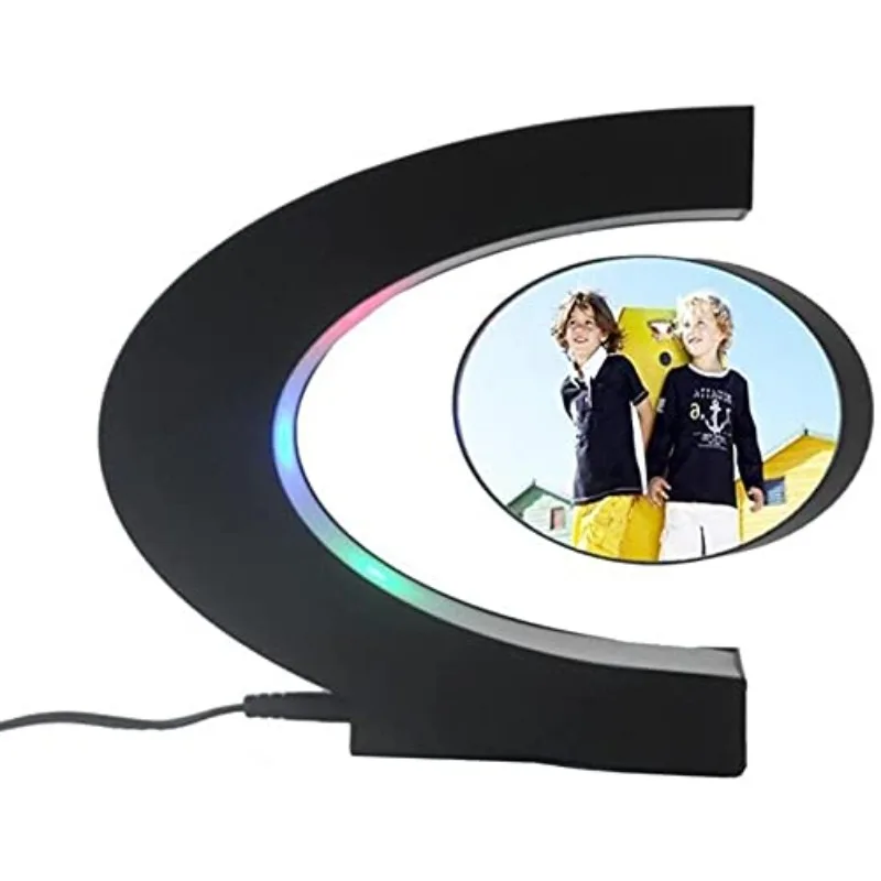 

Levitating Floating Photo Frame with Colourful LED Light Rotating Levitation Picture Frame Display for Room Decor Creative Gifts