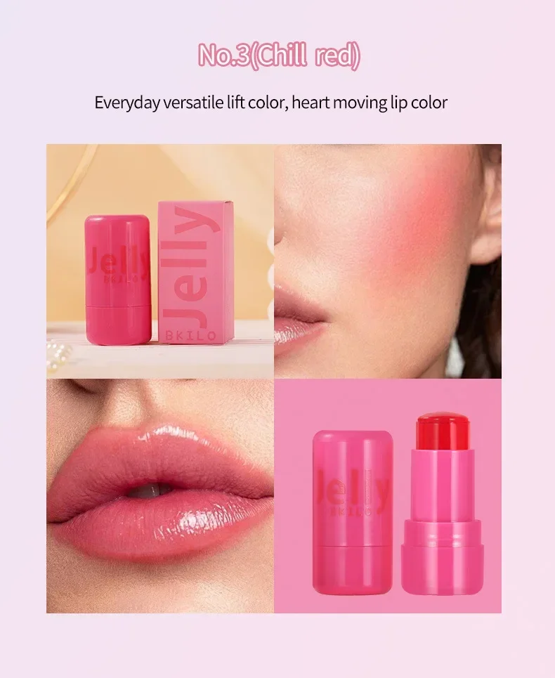 Jelly Cheek Blush Tint 3-in-1 Moisturized Blusher Sticker Water Long Lasting Brighten Matte Facial Contour Rouge Makeup