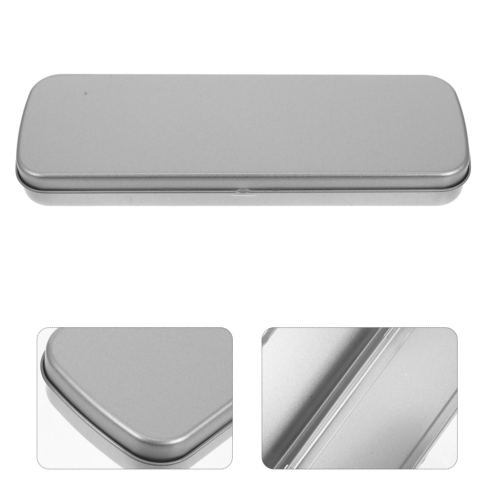 

3 pcs Long Rectangle Tin Box Metal Storage Organizer Hinged Lid Candy Jewelry Tea Canister Portable Home Office Stationery