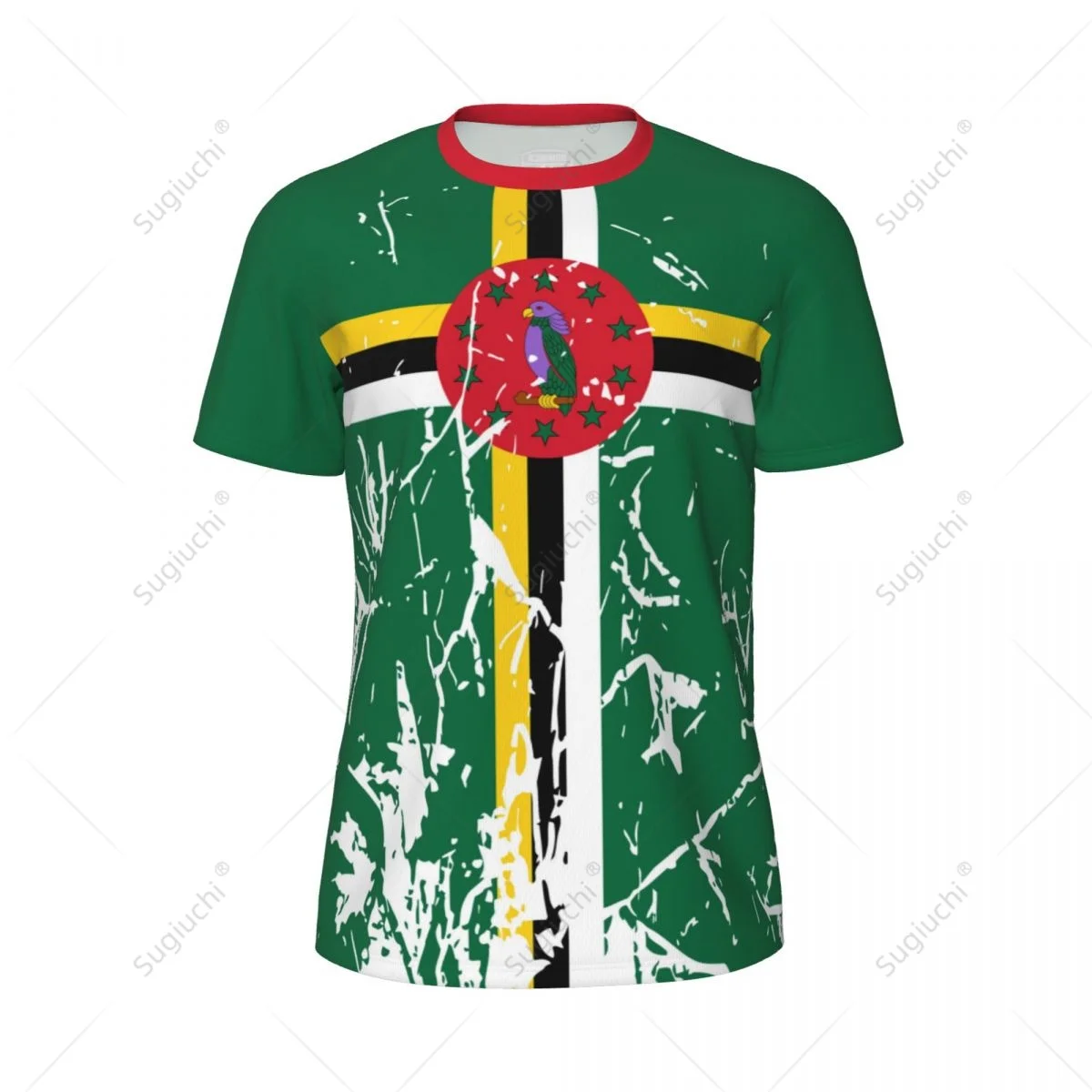 Exclusive design Dominica Flag Grain 3D Printed Men For Running Bike Soccer Tennis Fitness Sports tshirt Mesh Fans Short T-shirt