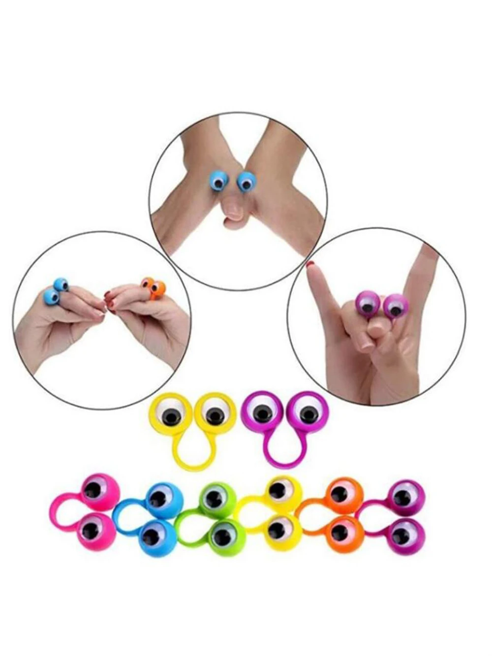 BIG Google Eye Finger Puppet Plastic Rings Kids Practical Jokes Gift Toy Wiggle Eyes Puppets Spies For Birthday Party