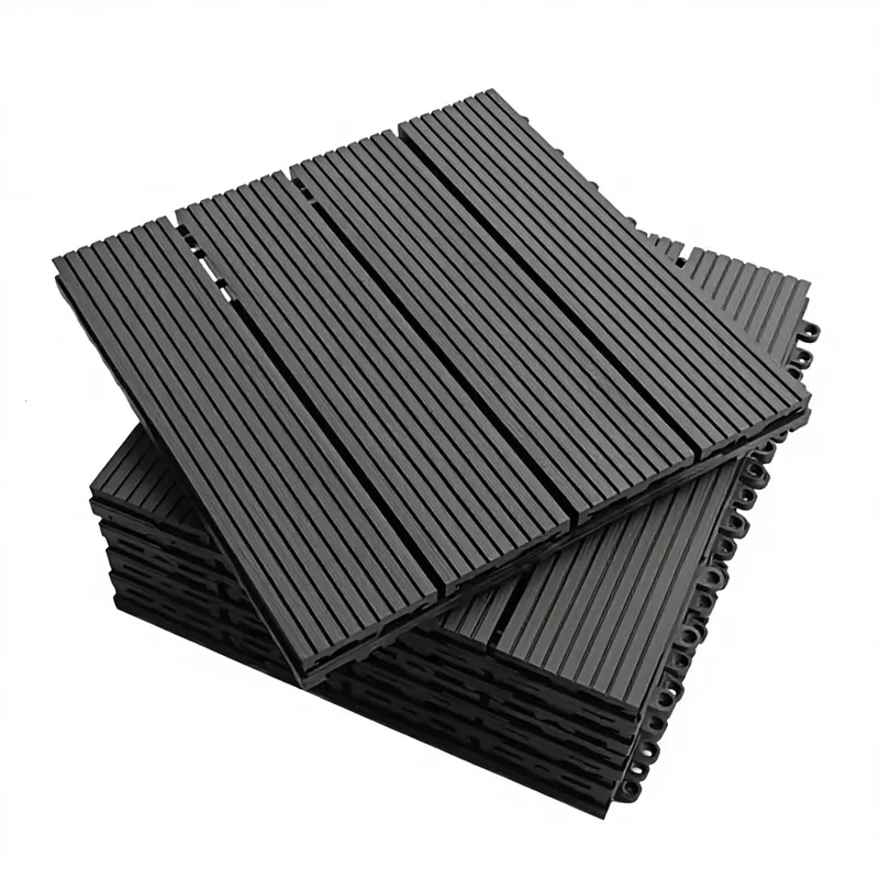 Cratch-Resistant Outdoor Interlocking Tiles Wood Grain Waterproof Easy Clean for Family Garden Balcony Patio