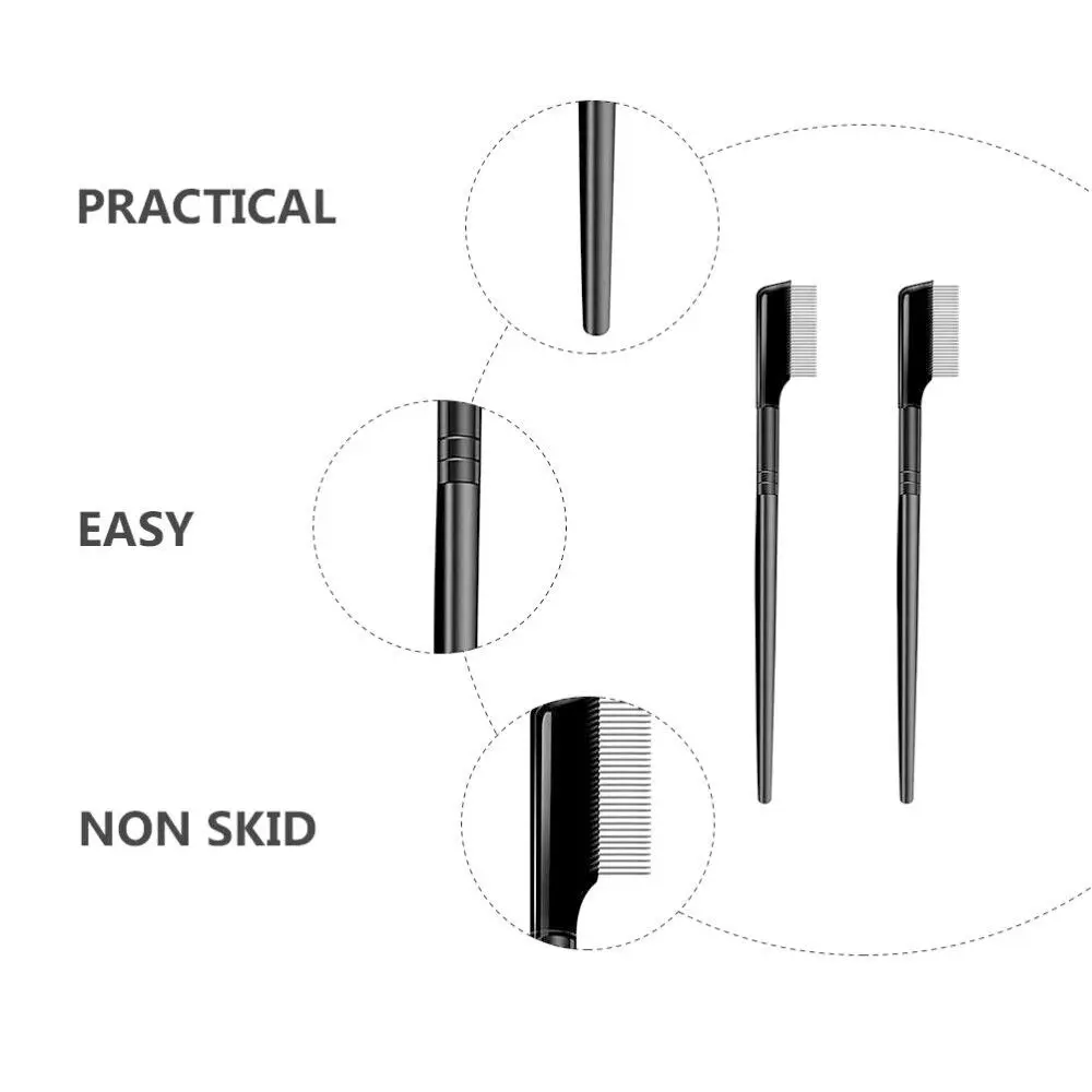 Pente de cílios de metal, pente de sobrancelha de aço inoxidável, modelador de escova de cílios, escova de maquiagem, pente de cílios com capa, separador de cílios
