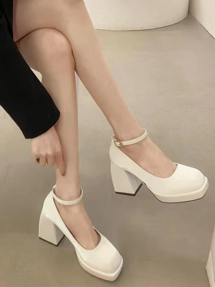 2023 Summer Casual Elegant Mary Janes Shoes Office Lady Pure Color Party Pumps Non Slip Vintage Basic Shoes Korean Fashion Chic