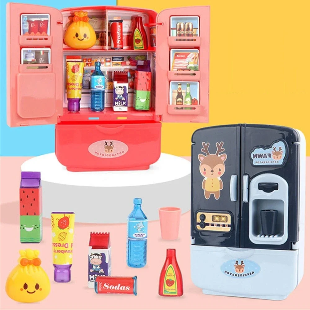 Nevera De Juguete 1:12 Con Doble Puerta | Accesorio Mini Para Cocina De Muñecas | 3 Colores