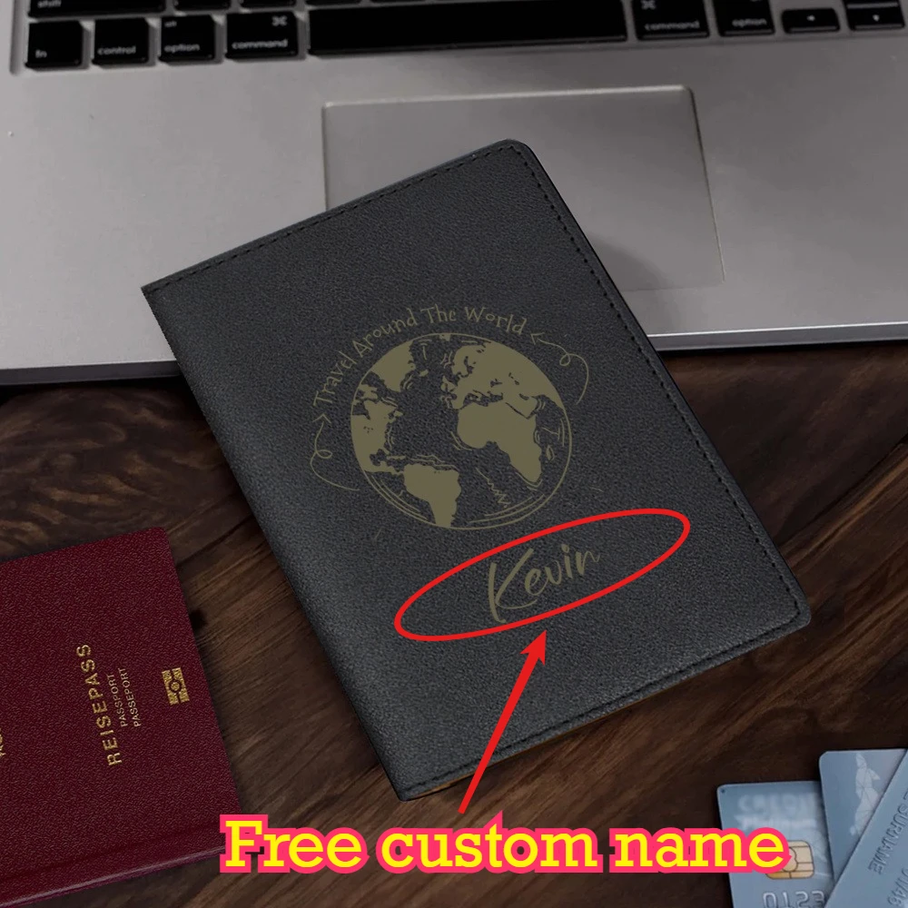 

Custom Passport Holder Map PU Passport Cover Travel Essential Cruise Must Have Passport Holders Slim and Portable for Travel