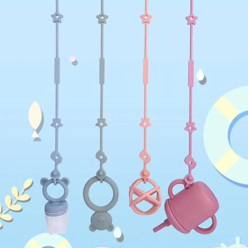 

76HF Baby Pacifier Holder Clip Silicone Infant Soother Chain Long for 0 to 3 Years