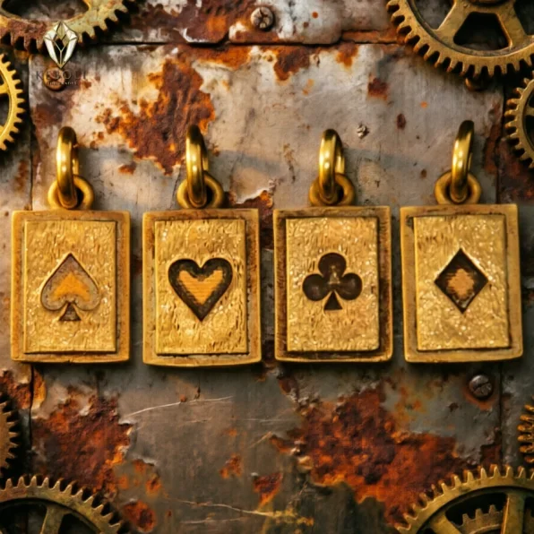Brass Poker Suit Pendant Necklace Charm Vintage Steampunk Style DIY Jewelry Accessory for Men Women Gift