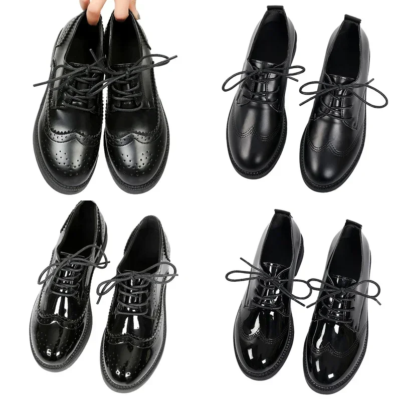 2023 Autumn Women Oxford Flats Shapes Brogue Leather Full Black Office Outsole Mole Female Ballet Derby Shoes Ladies Work shoes