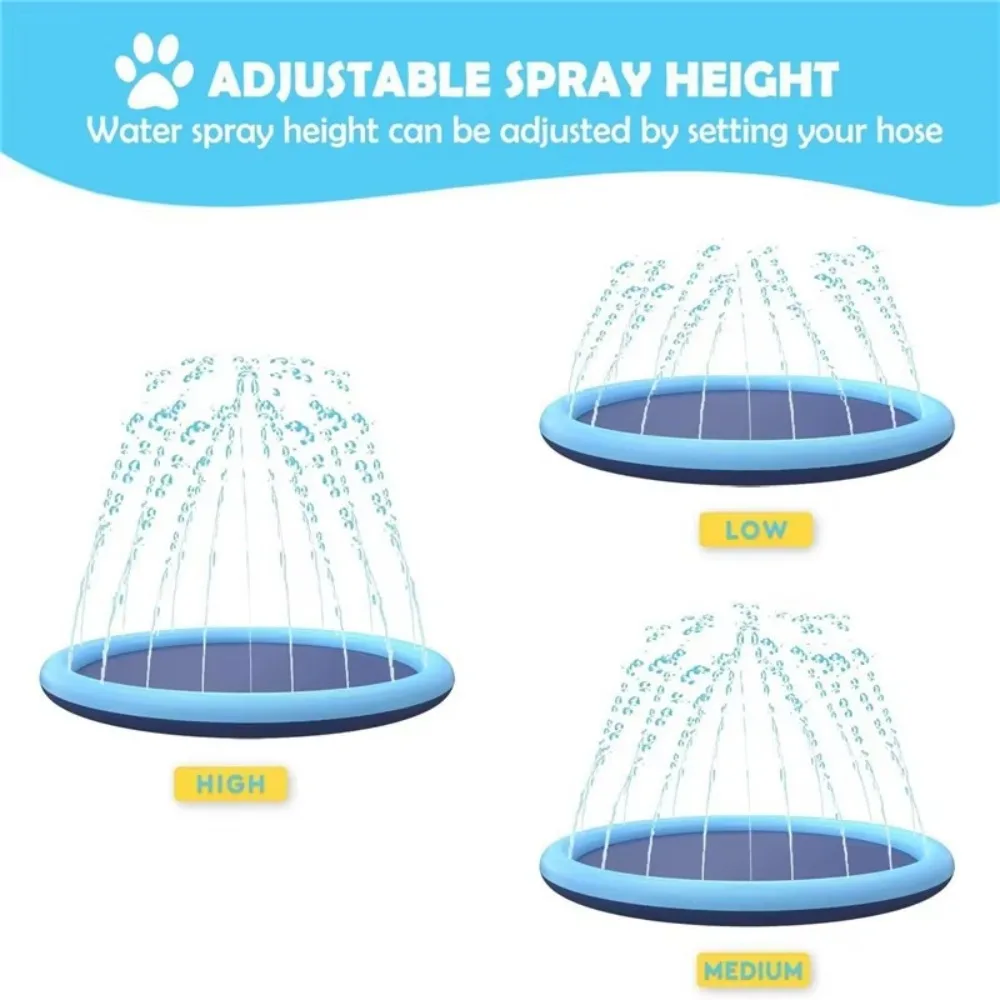 Dog Sprinkler Splash Pad Non Slip Pet Swimming Pool Foldable Outdoor Water Play Mat for Dog Cats Summer Outdoor Cooling Bath Tub