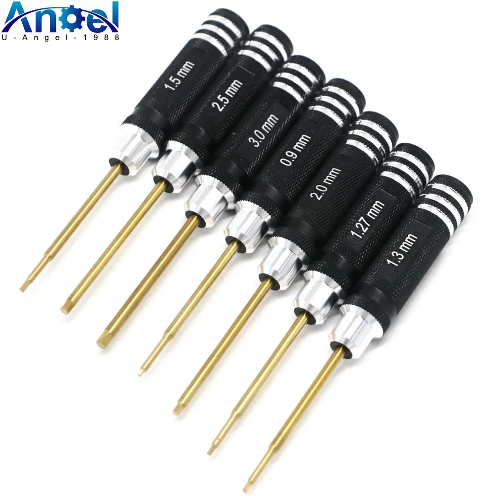 7pcs Titanium Plating Mini Precision Hex Screwdriver Tool Set Allen Driver for RC Helicopter Drone Aircraft Model Repair Tools