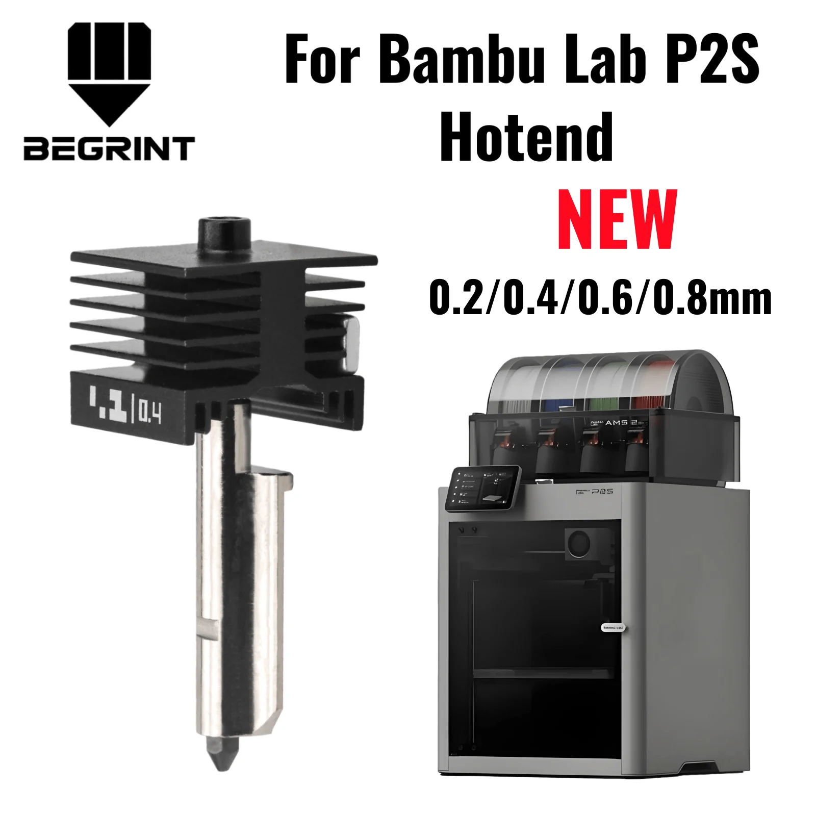 Bambu Lab P2S アップグレードホットエンド 0.2/0.4/0.6/0.8mm 硬化鋼ノズル ホットエンド交換用 Bambulab P2S 3Dプリンター プリントヘッド