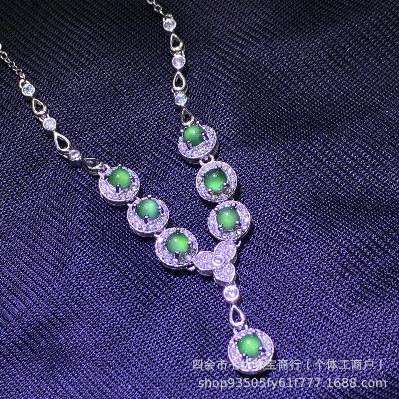 S925 Silver Inlaid Natural A- Level Jade Dangerous Material Guatemala Finished Luxury Multi-Noodle Necklace