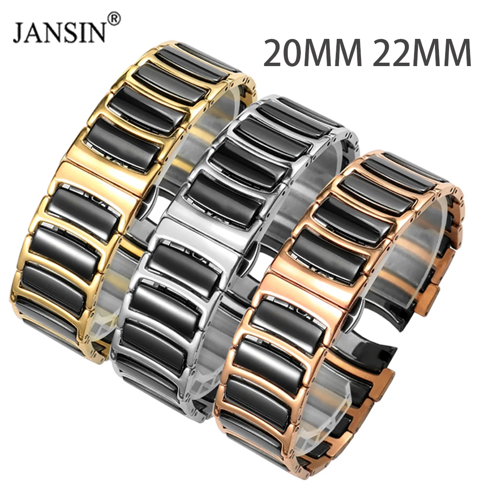 Ceramic Strap for Huawei Smart Watch GT 3/watch 2pro/Samsung Luxury Watch Band 22mm 20mm Stainless Steel Bracelet Accessories