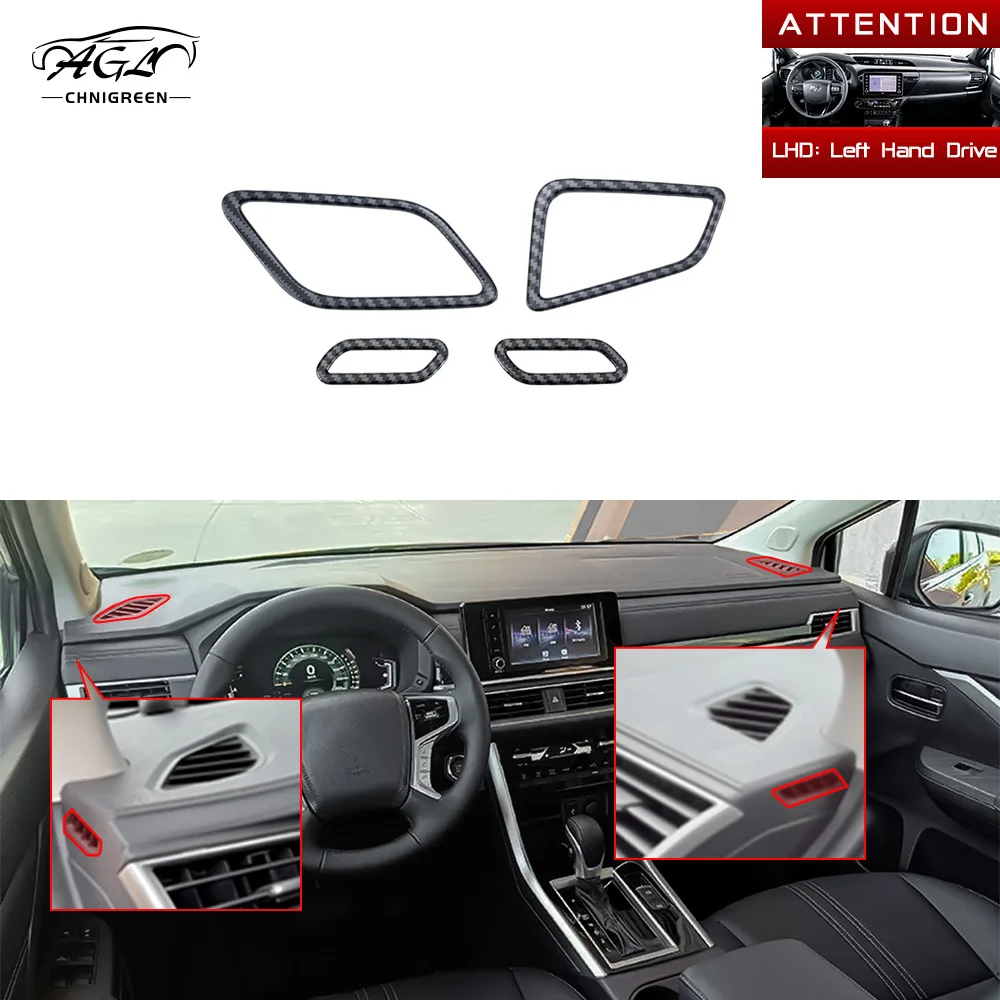 Cubierta Decorativa para la Salida de Aire Acondicionado Frontal Superior para Xpander Mitsubishi Xpander Cross 2016-2026, Marco de Ventilación de Aire Acondicionado en Color Fibra de Carbono ABS