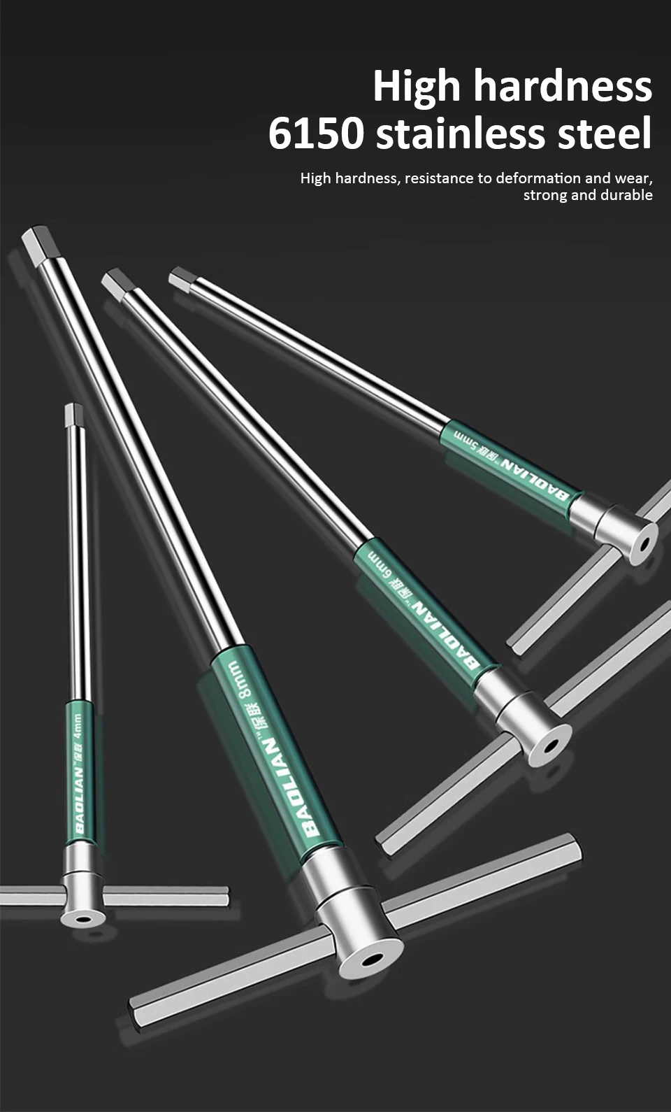 T-Typ-Inbusschlüssel T/L 2/2,5/3/3,5/4/4,5/5/6/8/10 mm Torx-Schraubendreher Schraubenschlüssel T-förmiges Handwerkzeug Erweiterter Innensechskantschlüssel – Detail 4
