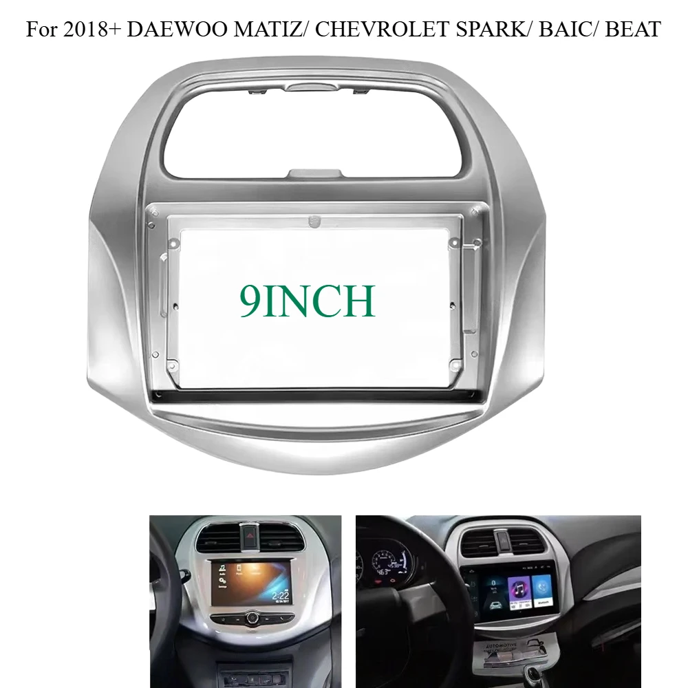 (9 pulgadas) Fascia de Radio de coche Android para 2018 + DAEWOO MATIZ/ CHEVROLET SPARK/ BAIC/ BEAT reproductor MP5 estéreo 2Din marco de Panel de unidad principal