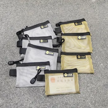 5ピース/セットクリアミニメッシュコイン財布マネー財布id銀行クレジットカードオーガナイザーポータブルキーイヤホン口紅保存袋