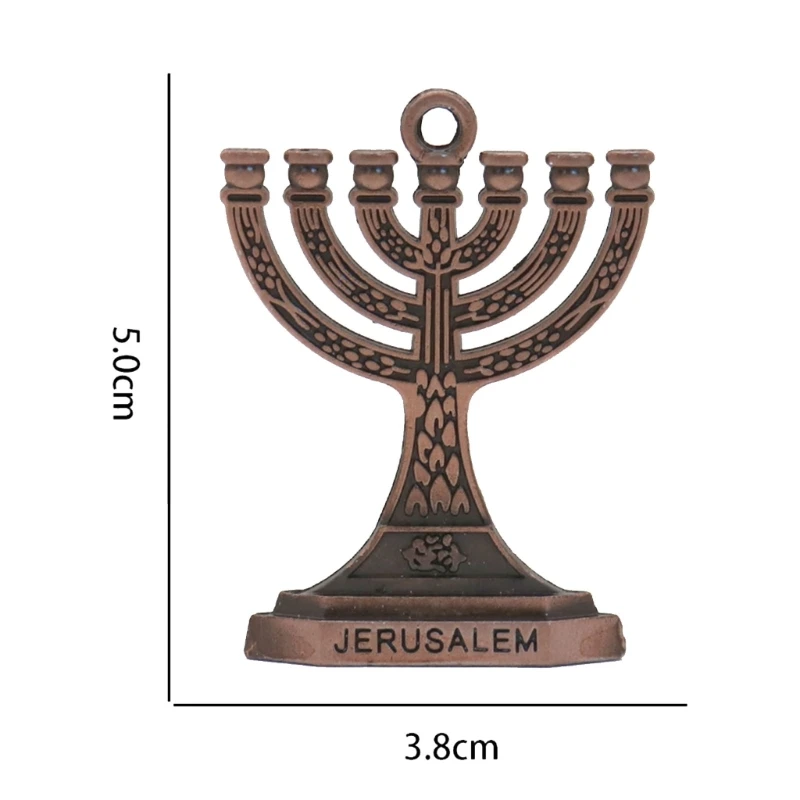Truyền Thống Do Thái Menorah 7 Nhánh Đền Jerusalem Đèn Móc Khóa Quà Tặng Trang Sức Giọt