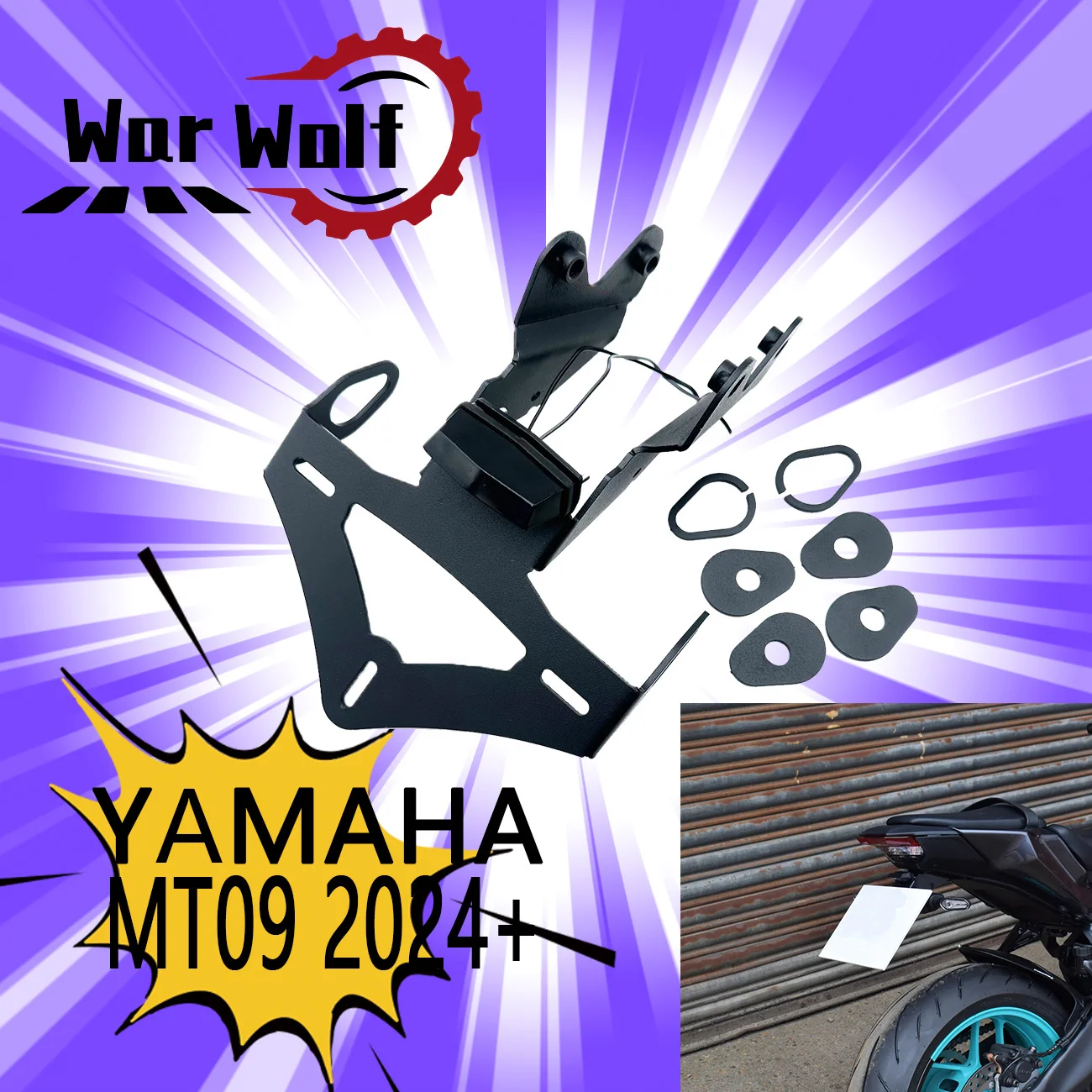 

For YAMAHA NEW MT09 MT09SP MT-09 2025 2026 Motorcycle Rear License Plate Holder Frame Bracket with LED Light Bracket Tail Tidy
