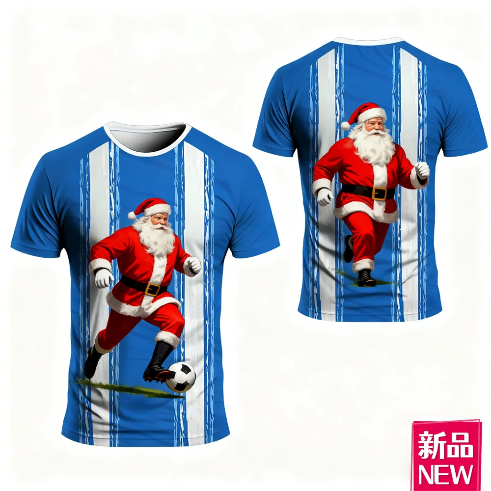 

Fashion Christmas Theme Short Sleeve T-Shirts 3D Print Santa Clause Graphic Men's O-Neck Tees Loose Daily Casual Breathable Tops