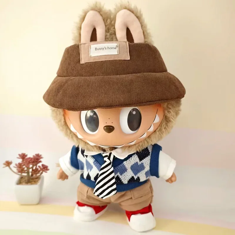 Labubu Clothes Designer for 37Cm Labubu Outfit Vinyl Plush Doll Clothes  Doll Clothes Striped Animal Shirt Set Luxury Name