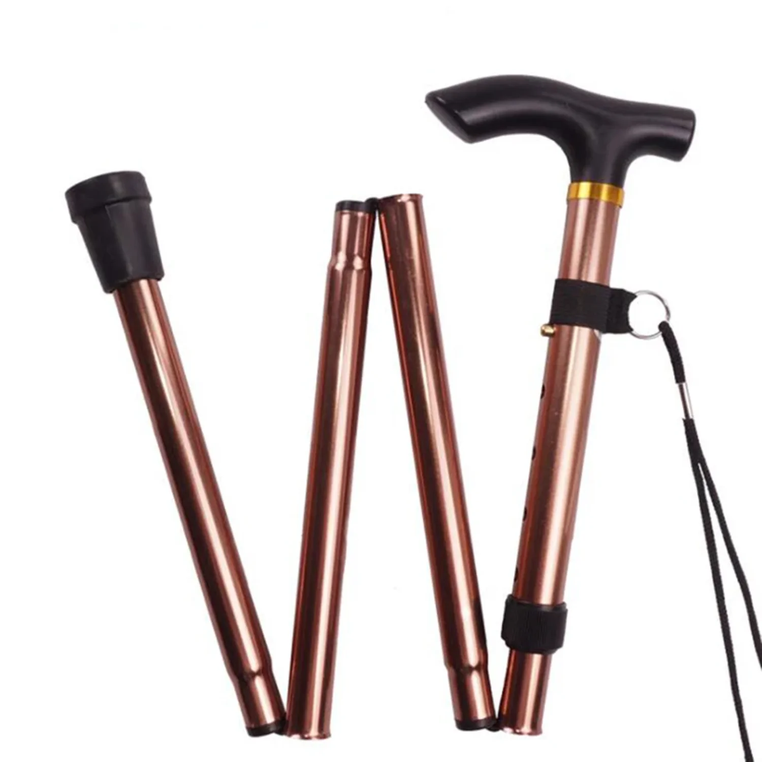 Walking Stick Telescopic Baton Hiking Trekking Poles Aluminum Alloy Metal Folding Cane Crutches Pole  Elderly People V  throttle