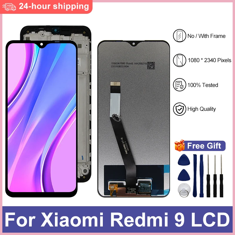 ЖК-дисплей 6,53 дюйма для Xiaomi Redmi 9, сенсорный экран для Redmi 9, дисплей M2004J19G M2004J19C, экран, запасные части