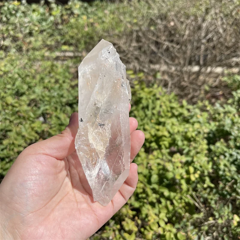 415g rainbow Clear Lemurian Seed Quartz Natural Point Cluster Crystal Rough Healing