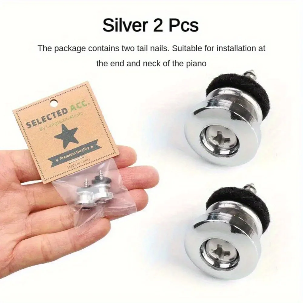 2Pcs High Quality Guitar Strap Locks Button Pegs Nail Fixing Buckle Screw for Acoustic/Electric/Bass Guitars and Ukuleles