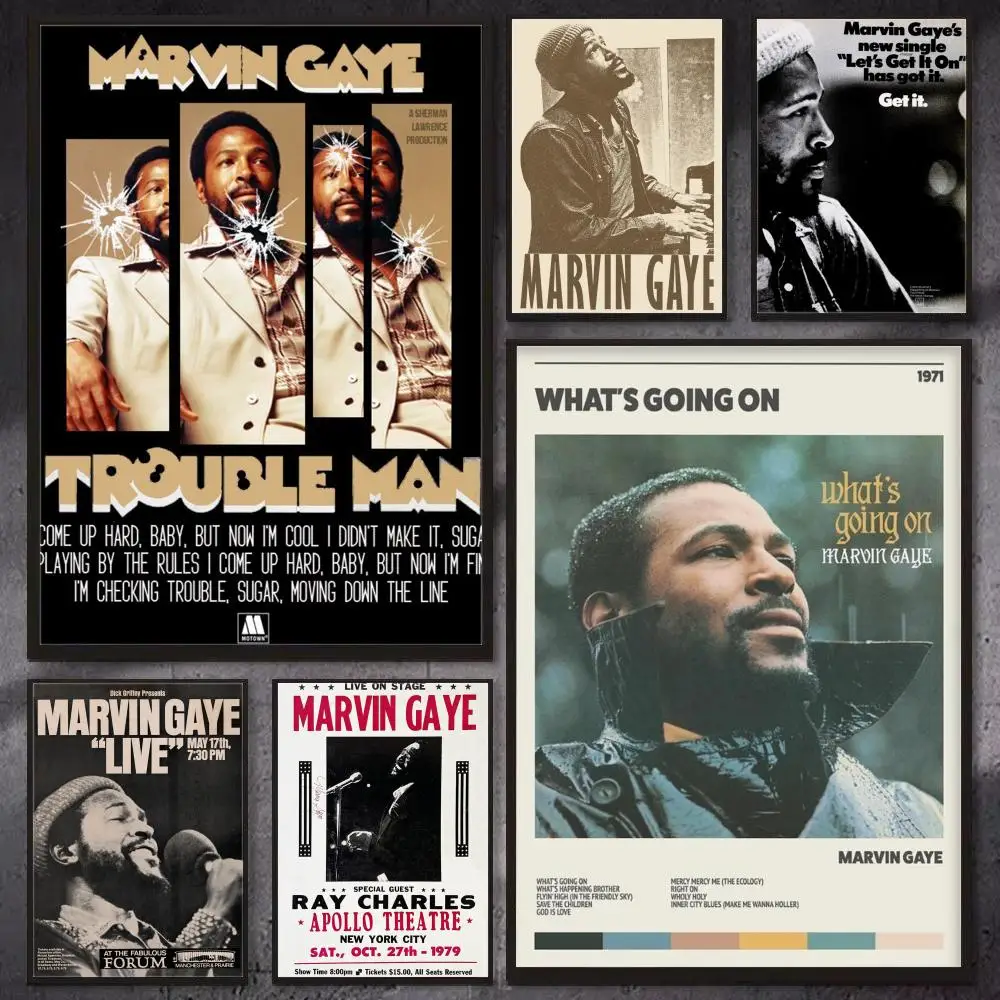 Singer M-Marvin Gaye Poster Wall Art Print, Aesthetic Room Decor, Modern Home Decor, Removable Print