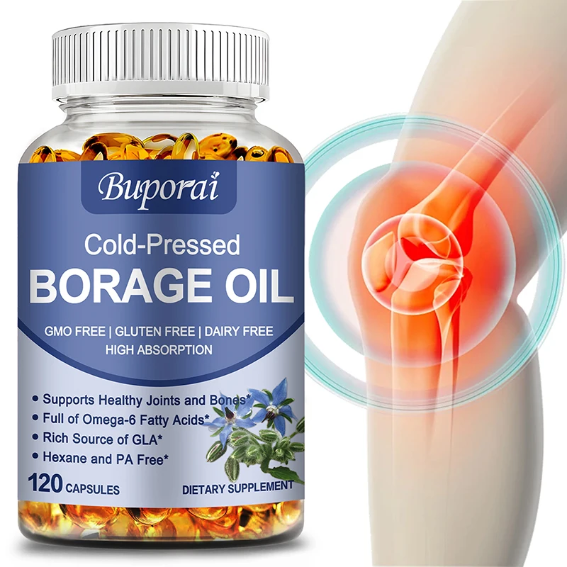 

Borage Oil - Supports Immune, Cardiovascular, Hair, Skin, Digestive & Respiratory Health, Promoting Overall Well-being