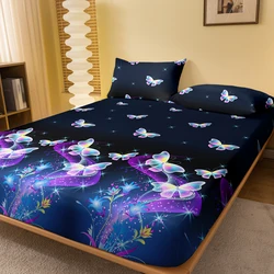 1 piece of butterfly psychedelic patterned frosted bedsheet, bedroom printed bedspread, bedding (excluding pillowcases)