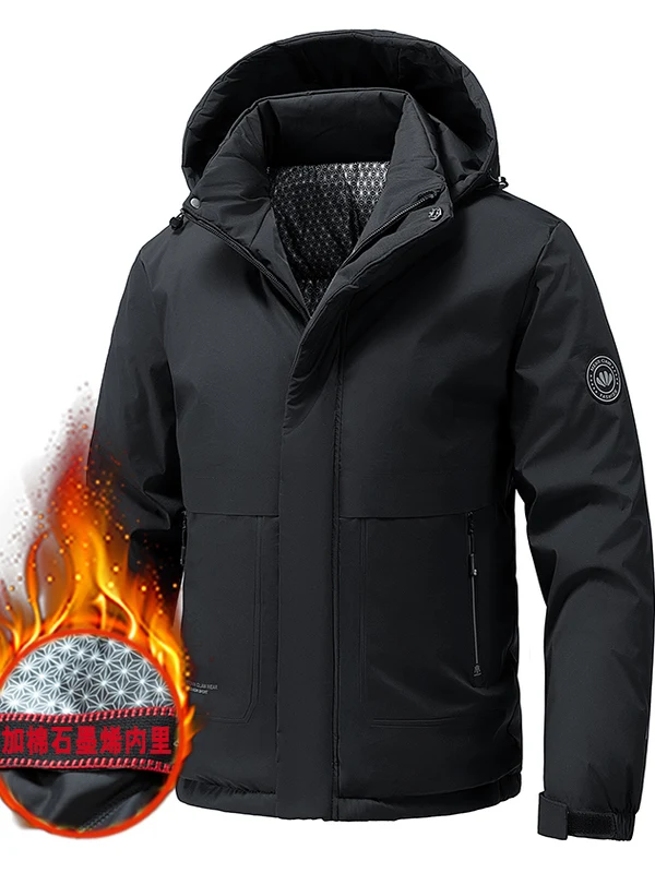 

Новая мужская хлопковая куртка 2025 года с графеновым утеплителем, теплая, толстая, повседневная, со съемным капюшоном, для мужчин среднего возраста, деловая, хлопковое пальто, верхняя одежда для активного отдыха