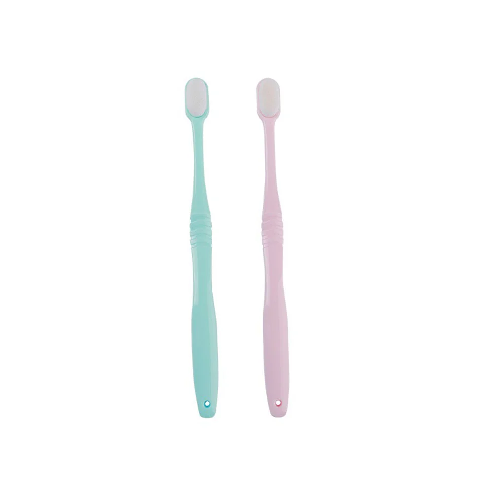 2PCS Toothbrushes Micro-Nano Manual Gum Care Toothbrushes for Women Men (Pink and Sky-blue) nylon toothbrush