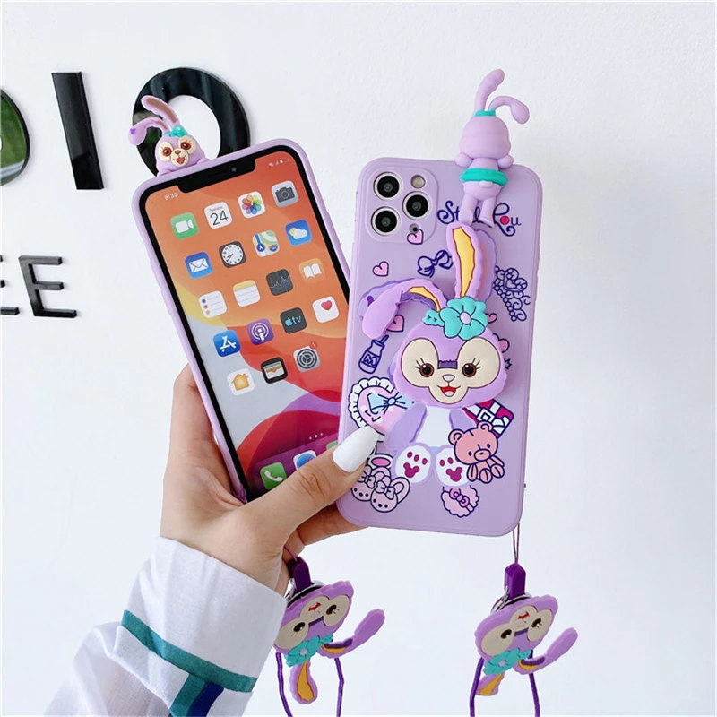 Disney Cartoon Delu Cute Rabbit Silicone Case For iPhone 12 11 Pro Max Mini X XR XS Max 13 14Promax  Shockproof Soft Cover