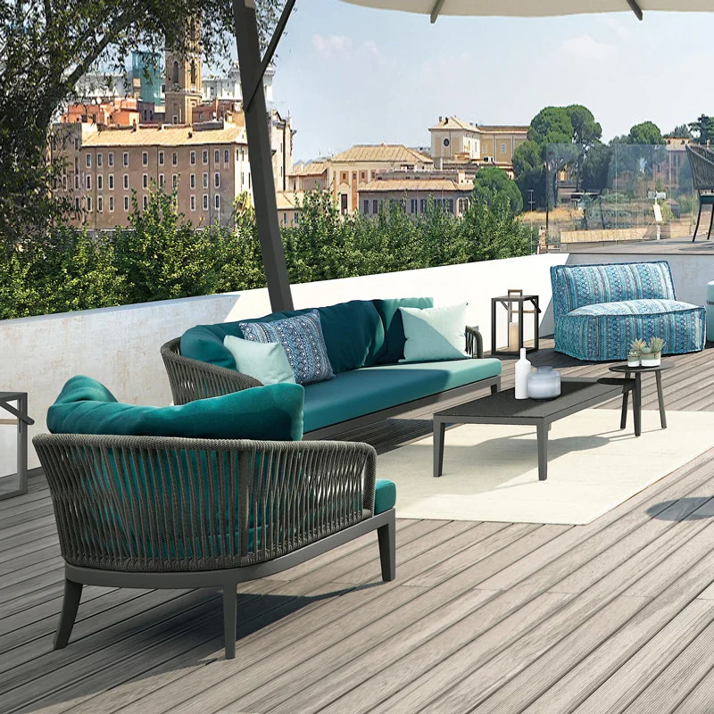Outdoor sofa, courtyard, balcony, villa, terrace, sofa, coffee table, combination rattan furniture, negotiation meeting, office