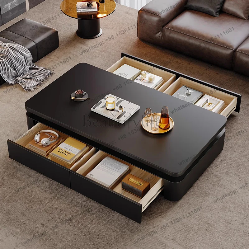 LD Luxury Modern Coffee Table Living Room Storage Designer Books Drawers Moving Side Table Writing Meubles Furniture