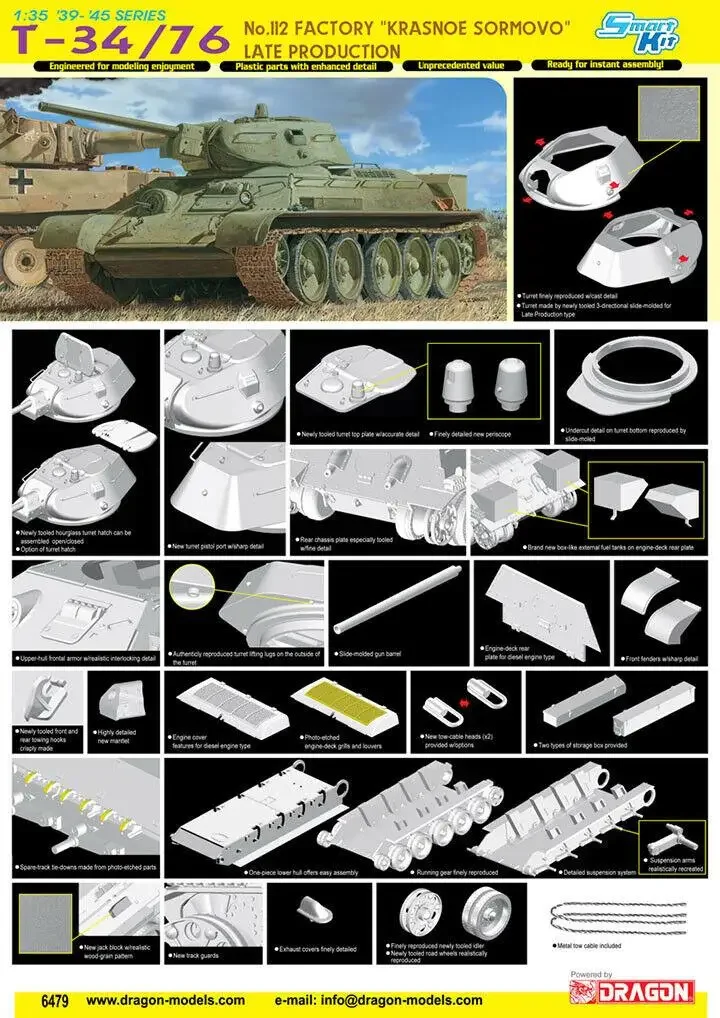 Dragon 6479 1/35 Scale T-34/76 No.112 Factory Krasnoe Sormovo Late Production