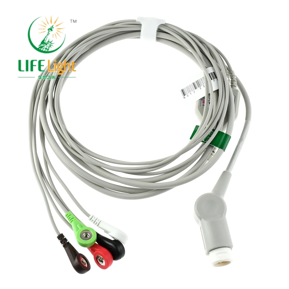 Compatible with M*INDRAY PM5000/6000 Patient Monitor 3/5 Lead Wire with Clip/Snap ECG EKG Cable ECG Data Monitoring Workstation